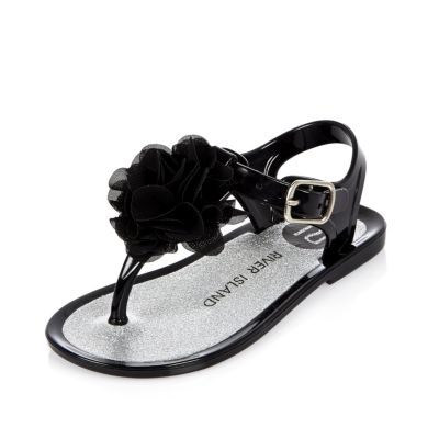 Mini girls black jelly sandals